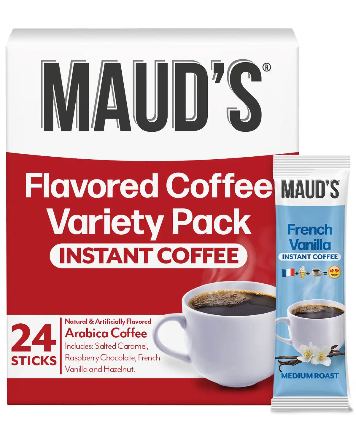 Maud's Flavored Coffee Variety Pack Instant Sticks