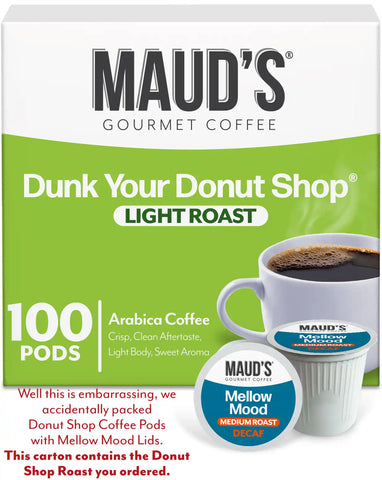 Maud's Donut Shop Coffee Pods Incorrect Lids