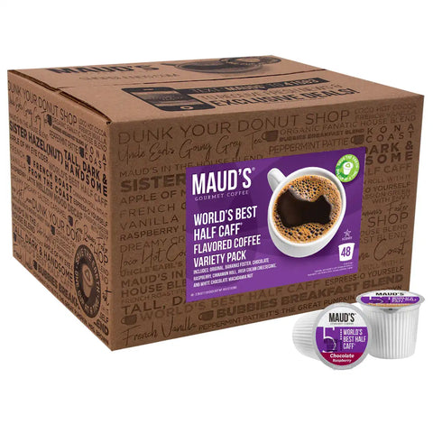 Maud's World's Best Half Caff Flavored Coffee Pods Variety Pack - 48ct