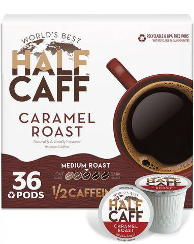 World's Best Half Caff™ Caramel Roast Flavored Coffee Pods