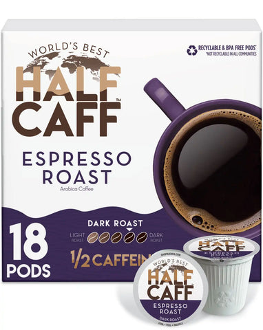 World's Best Half Caff™ Espresso Dark Roast Coffee Pods